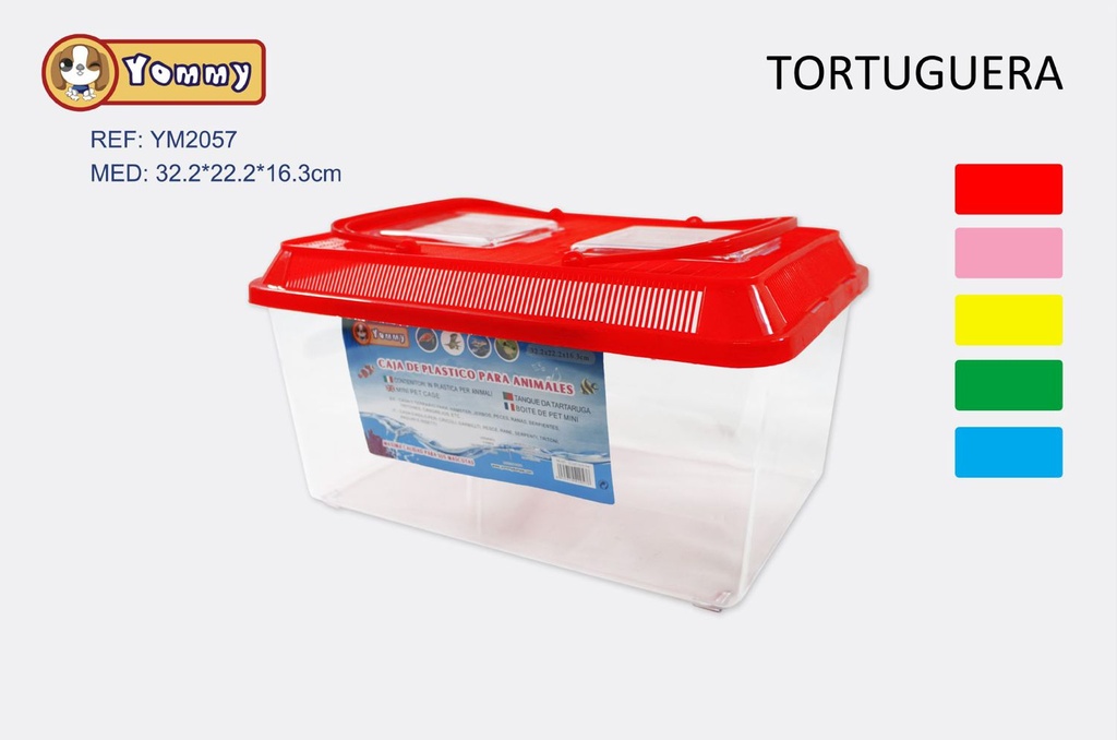 Tortuguera portátil con tapa 32.2x22.2x16.3 cm - Accesorios para mascotas