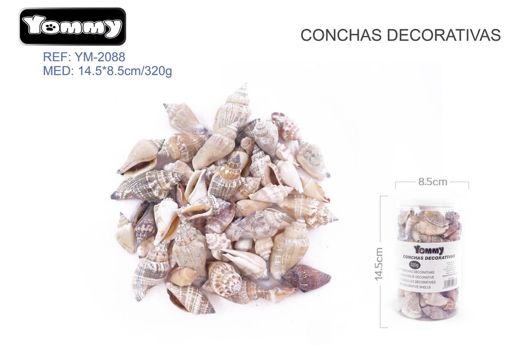 Conchas decorativas negras 320g para acuario y manualidades