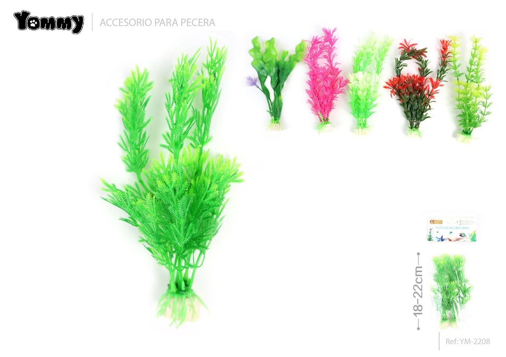 Adorno acuático de planta plástica 18-22 cm - Artículos para mascotas