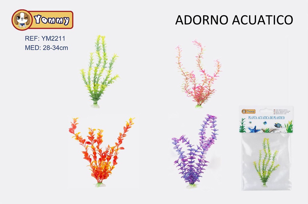 Planta acuática de plástico 28-34cm para decoración de acuarios