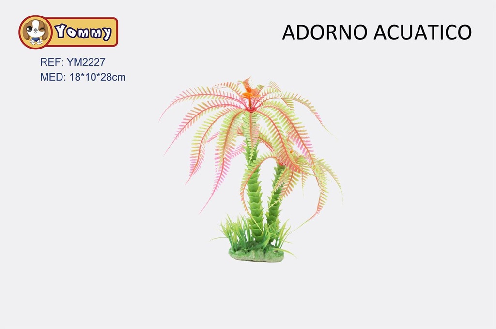 Adorno acuático planta de plástico 18x10x28cm para acuarios