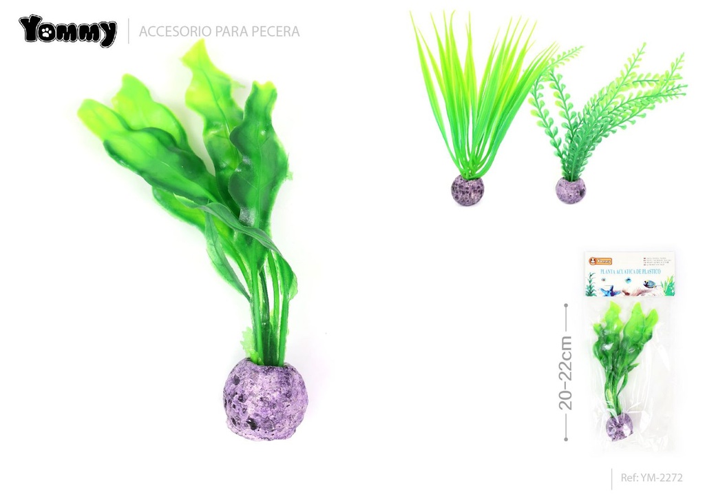 Planta acuática plástica 20-22cm - Decoración para acuarios