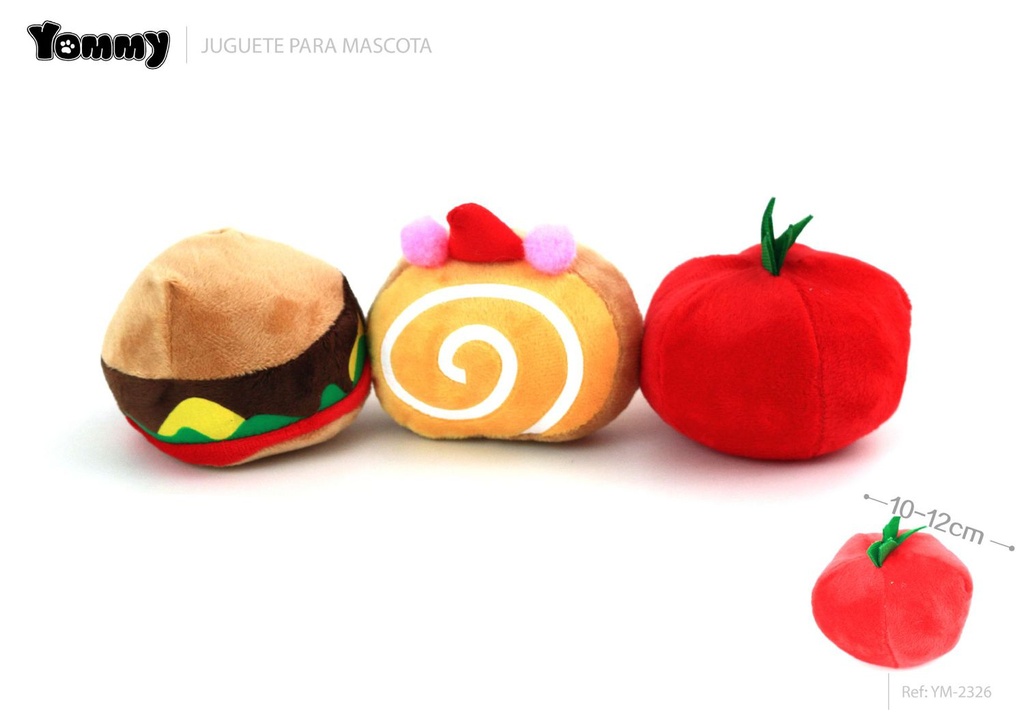 Juguete de peluche tomate, hamburguesa, tarta 10-12cm - Juguetes para mascotas