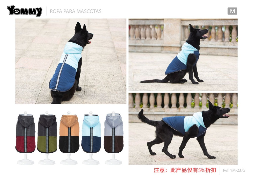 Anorak para perros tamaño M, ropa de abrigo para mascotas