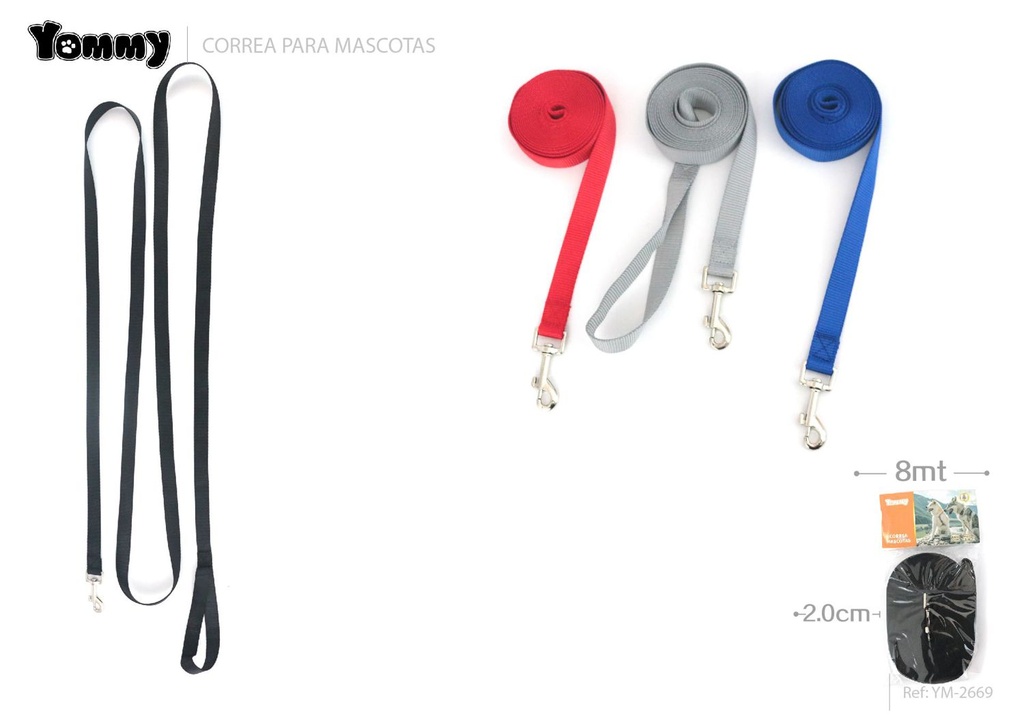 Corrrea extensible 2.0x800 cm - Accesorios para mascotas