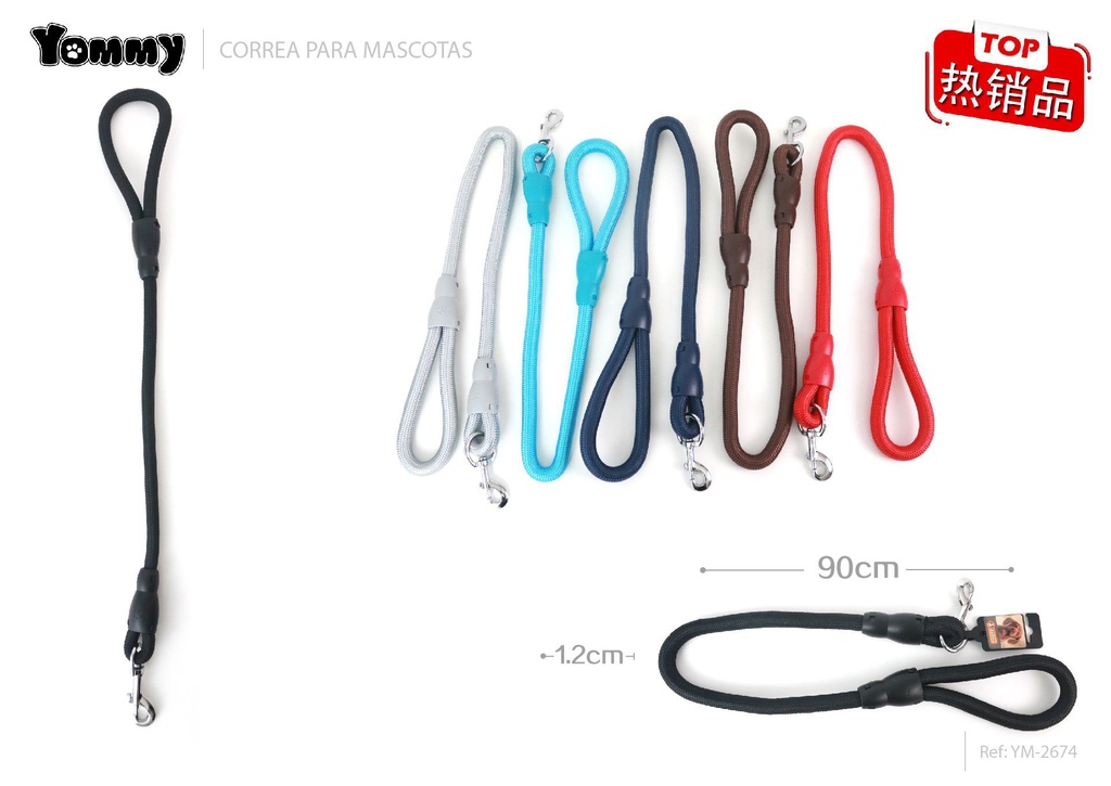 Corrrea redonda de nylon 1.2x90cm - Accesorios para mascotas