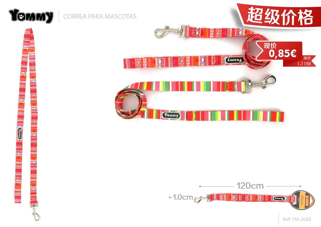 Correa arco iris 1.0*120cm - Accesorios para mascotas