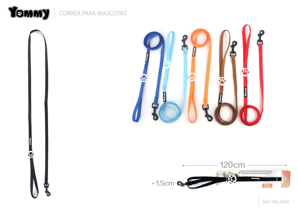 CORREA EXTENSIBLE HUELLA 1.5x120 cm - Accesorios para mascotas