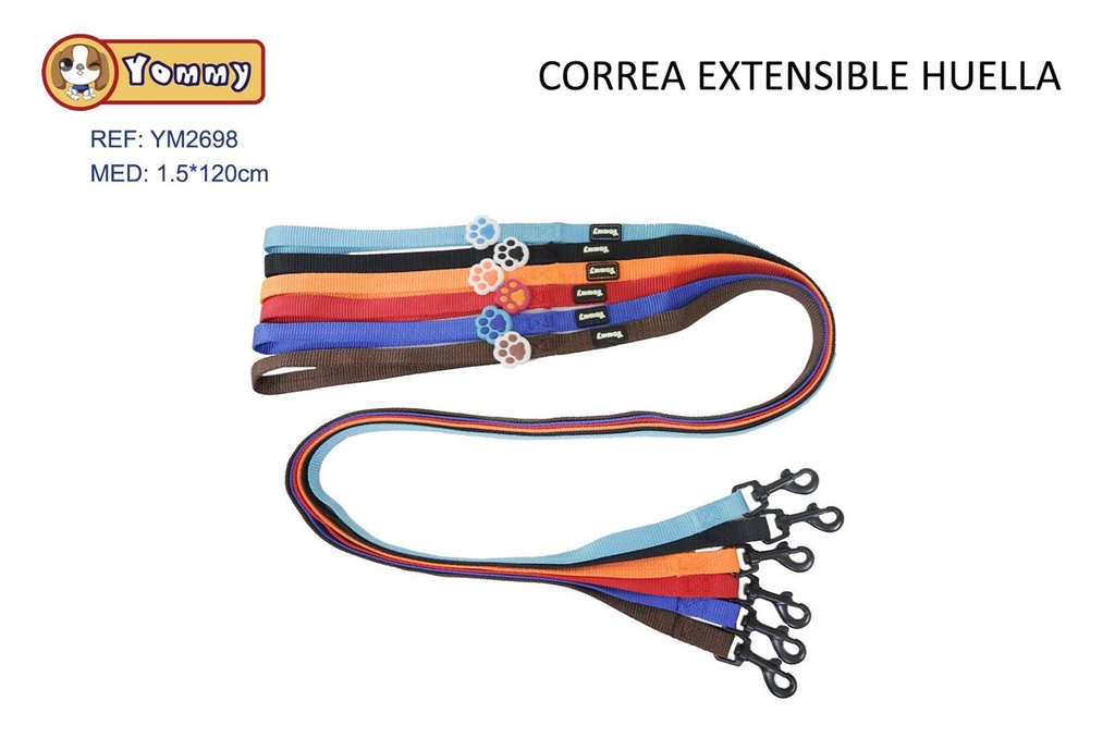 Correa extensible huella 1.5cmx120cm para mascotas