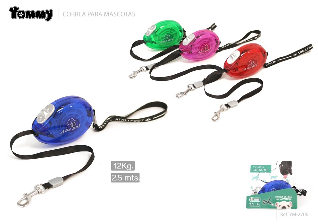 Correa extensible para mascotas 2.5m