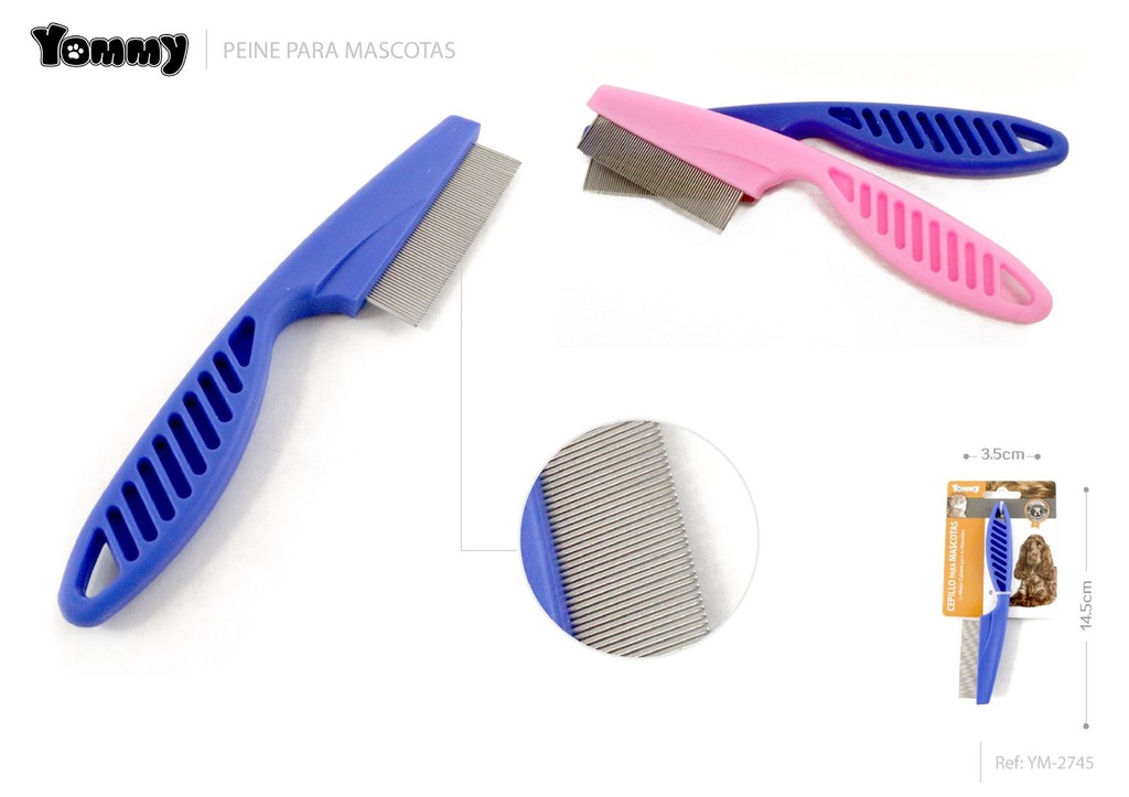 Peine para mascotas con mango para pulgas 14.5*3.5 cm - Accesorios para grooming