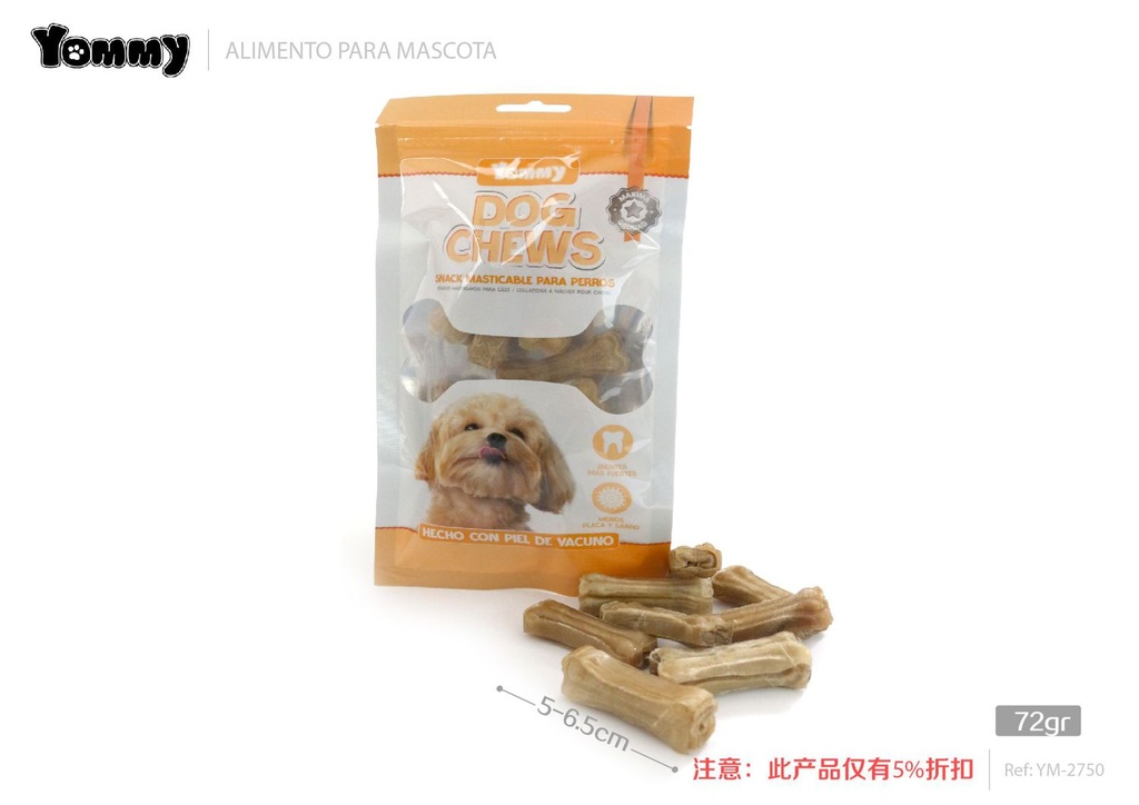 Alimento en forma de hueso 5-6.5cm 8-10g 8 piezas - Snacks para perros
