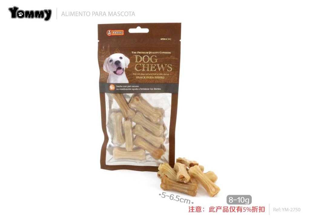 Alimento hueso para perros 5-6.5cm 8-10g 8 unidades