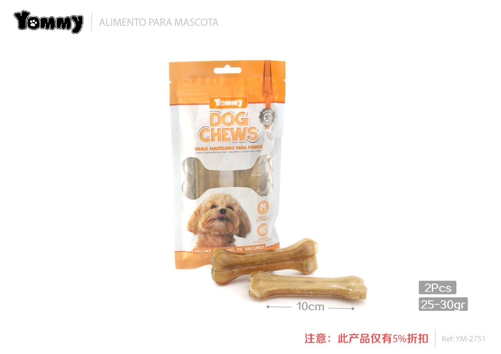 Alimento hueso 10cm 25-30g 2 piezas - Snacks para mascotas
