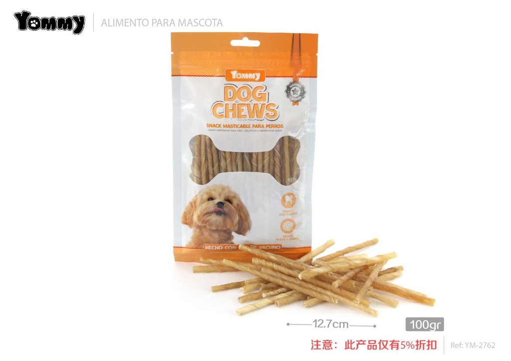 Palanquín de cuero 12.7 cm, 4-6 mm 20 piezas - Alimento para perros + premios
