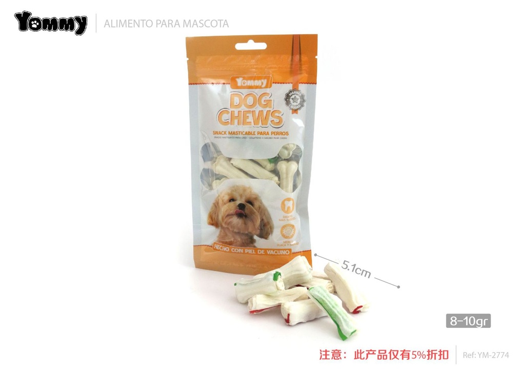 Alimento hueso de goma para perros 5.10cm (8 piezas) - Snacks para mascotas