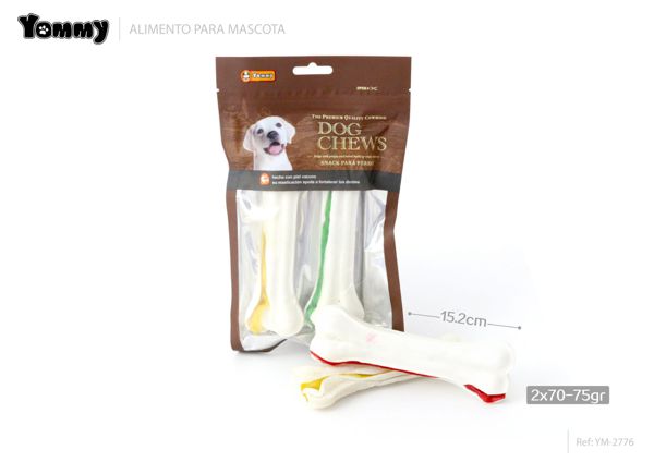 Hueso para masticar de perro 15.25cm 70-75g 2 piezas para mascotas