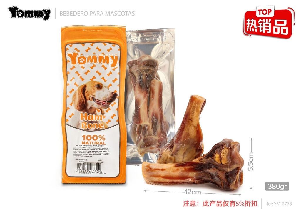 Alimentos para mascotas - Huesos de jamón (12*5.5CM, 380GR) - Juguetes y alimentos para perros
