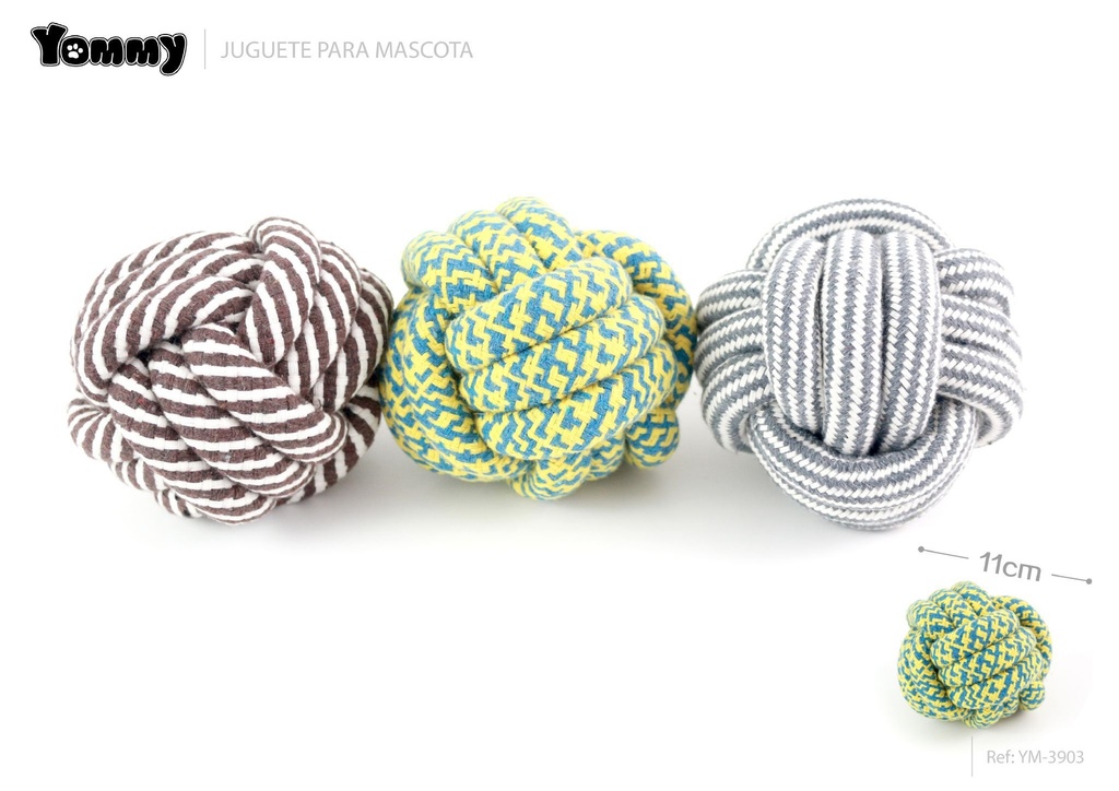 Juguete de cuerda de algodón de colores 11 cm - Accesorios para mascotas