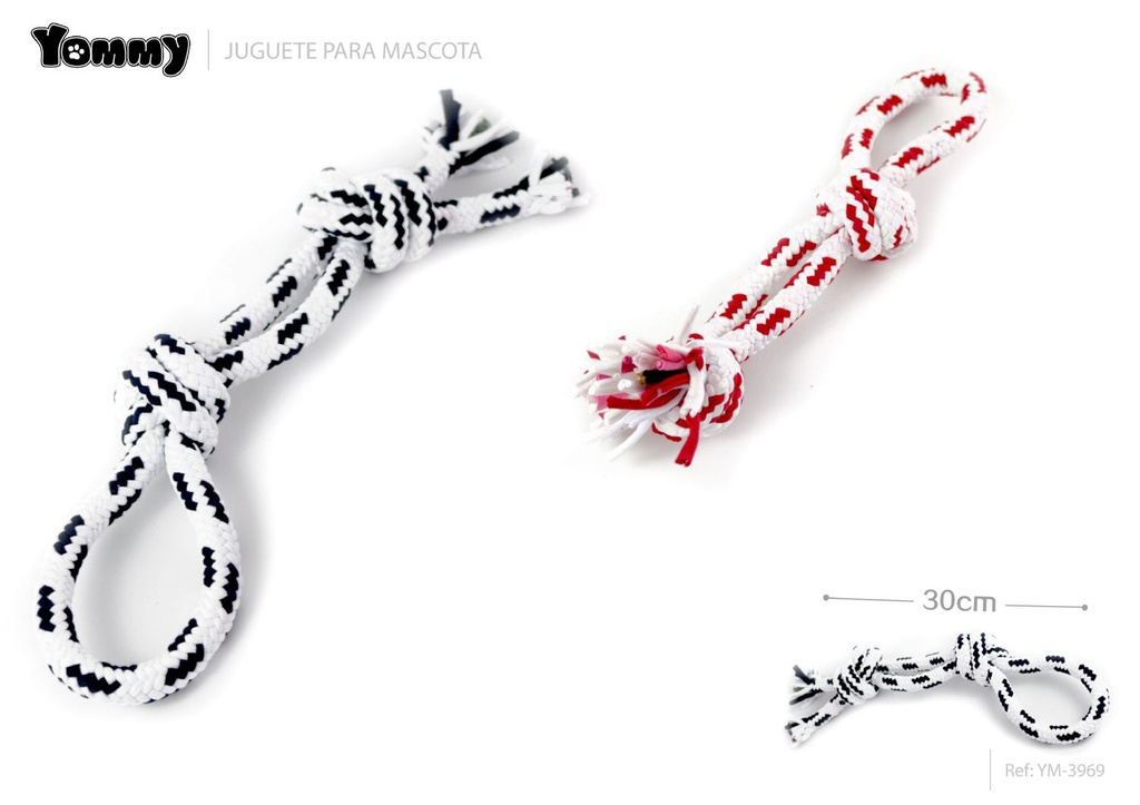 Juguete para mascotas cuerda de algodón trenzada 30 cm - Juguete interactivo para perros