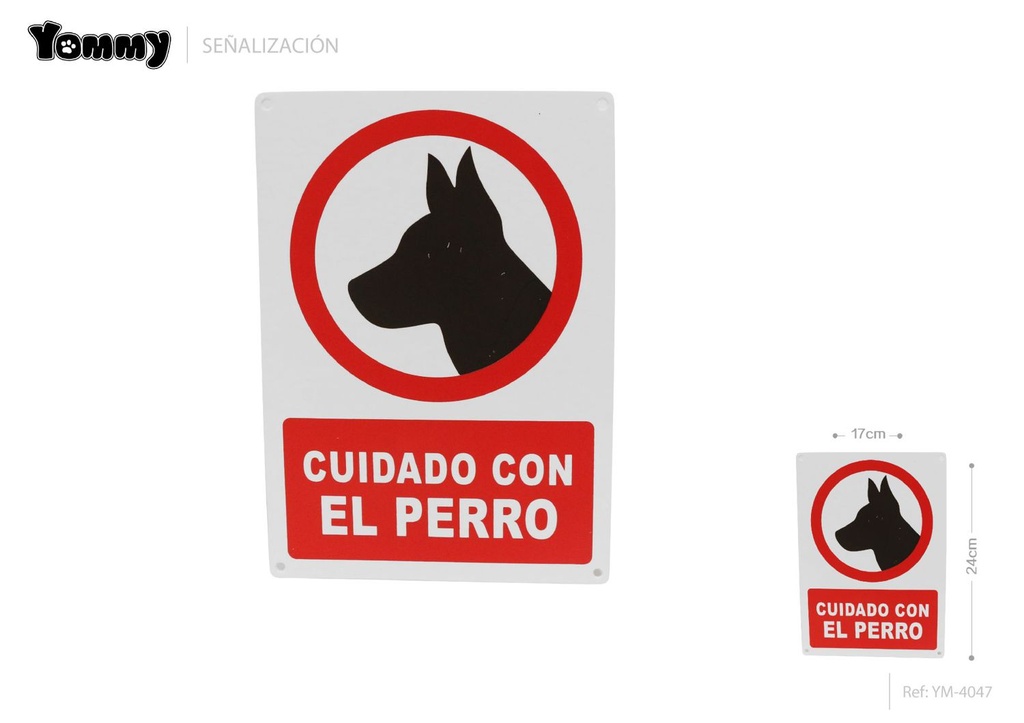 Señal "Cuidado con el Perro" 17x24cm, seguridad para mascotas