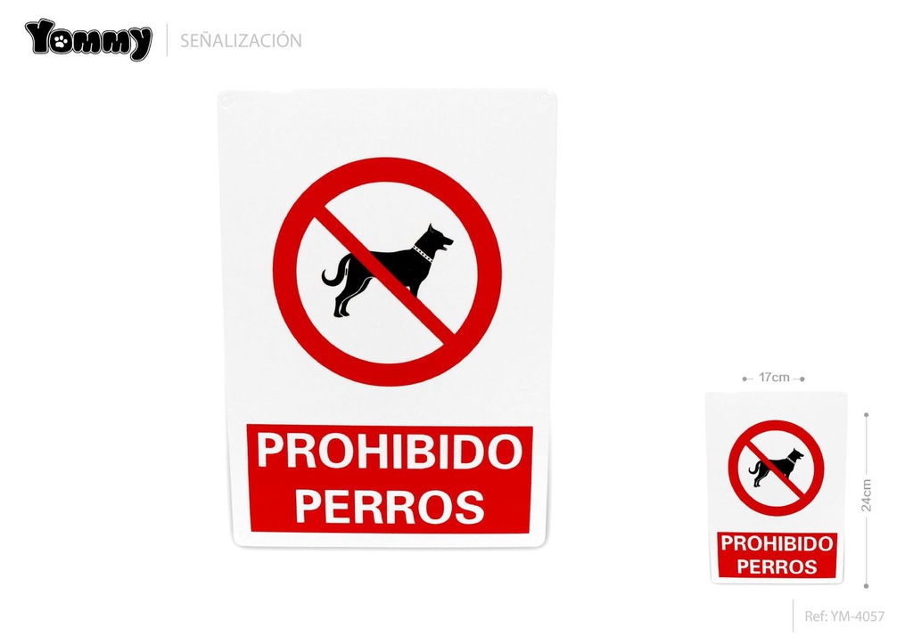 Cartel de prohibido mascotas 17x24cm