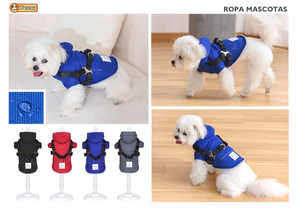 Ropa anorak capucha peto S para mascotas