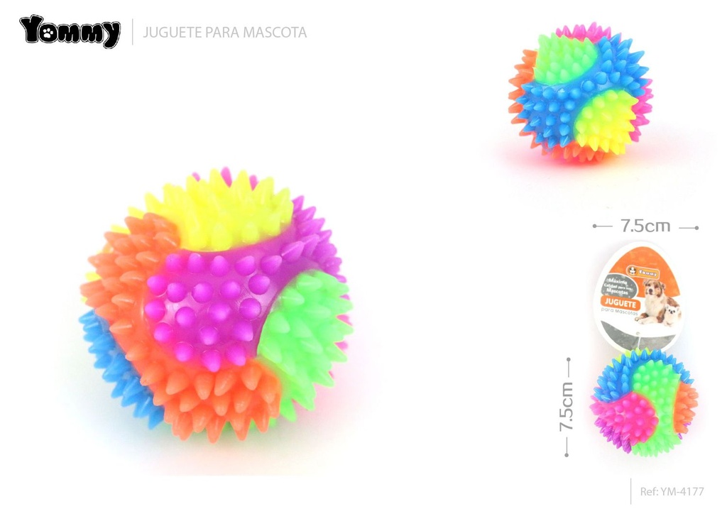 Juguete de goma LED arcoíris DIA:7.5CM - Juguetes para mascotas