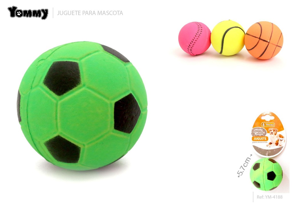 Juguete pelota de goma espuma fluorescente 5.7cm para mascotas