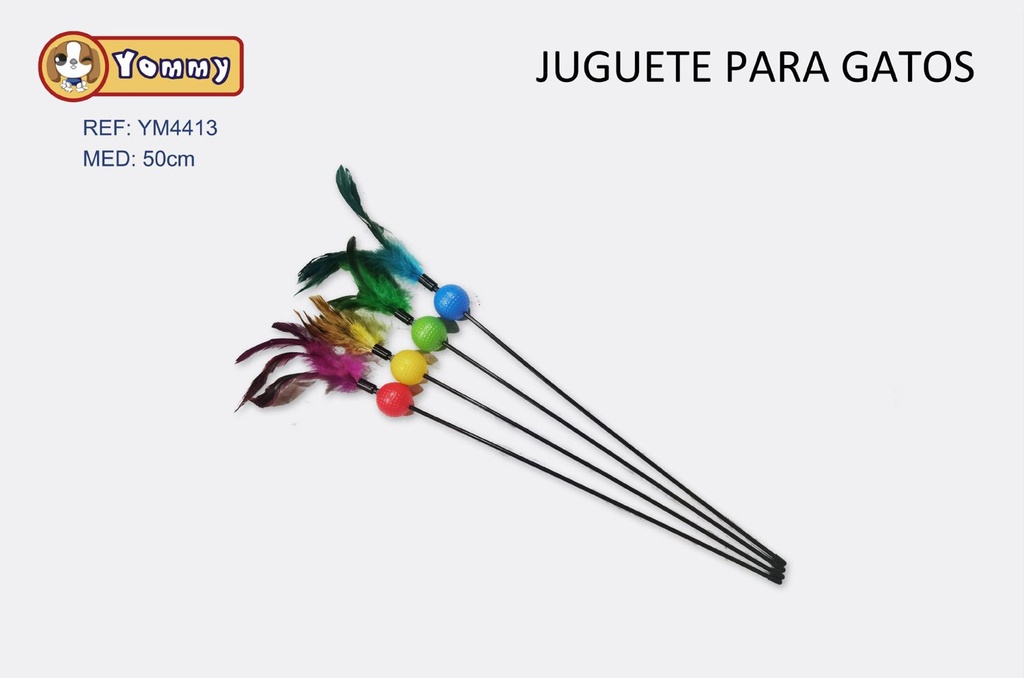 Juguete para gato pluma y pelota 50cm