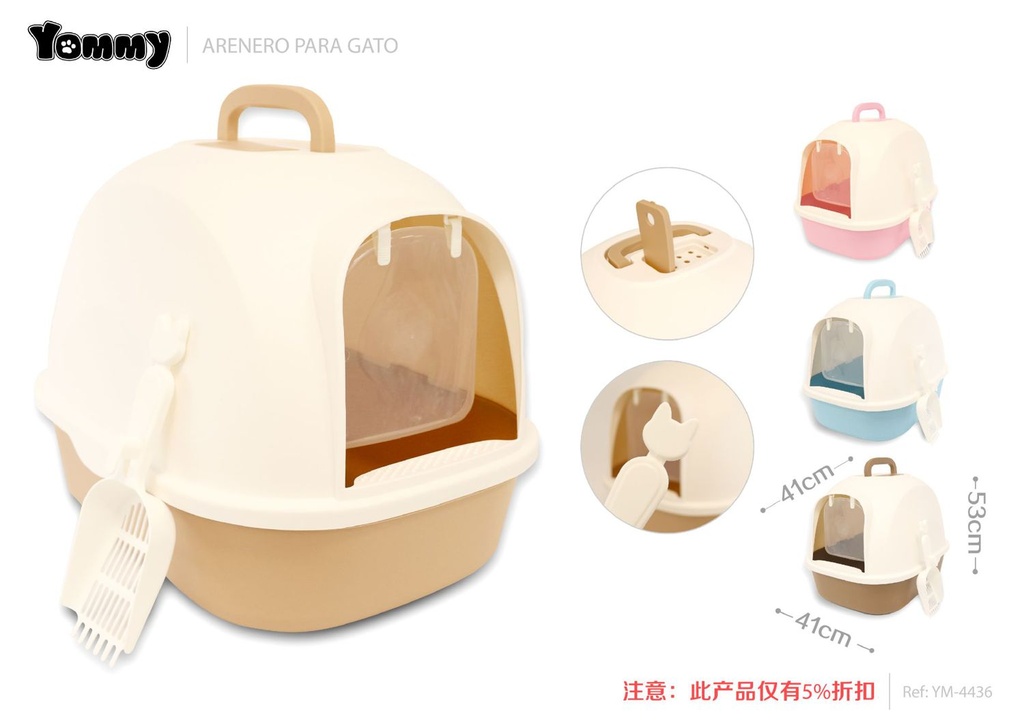 Arenero cubierto para gatos 53x41x41 cm - Productos para mascotas