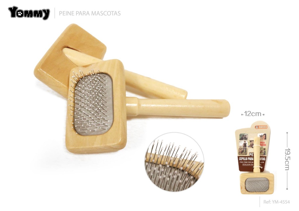 Peine de madera para mascotas 12.5x7CM - Accesorios para grooming