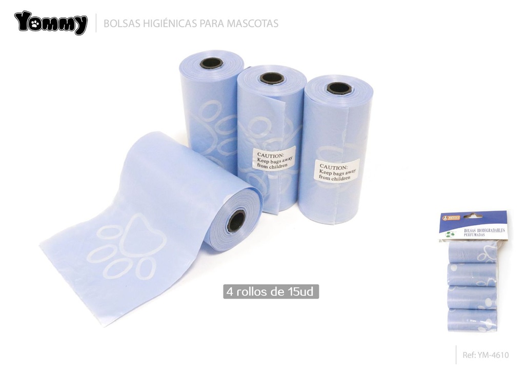 Bolsa de excrementos biodegradable azul perfumada - Accesorios para mascotas