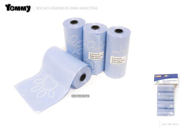 Bolsas de excrementos biodegradables perfumadas 4x15 azul