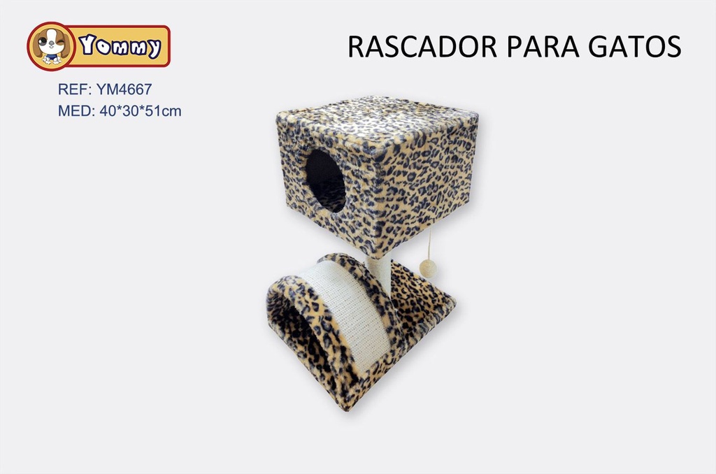 Rascador para gato 40x30x51cm de sisal y alfombra