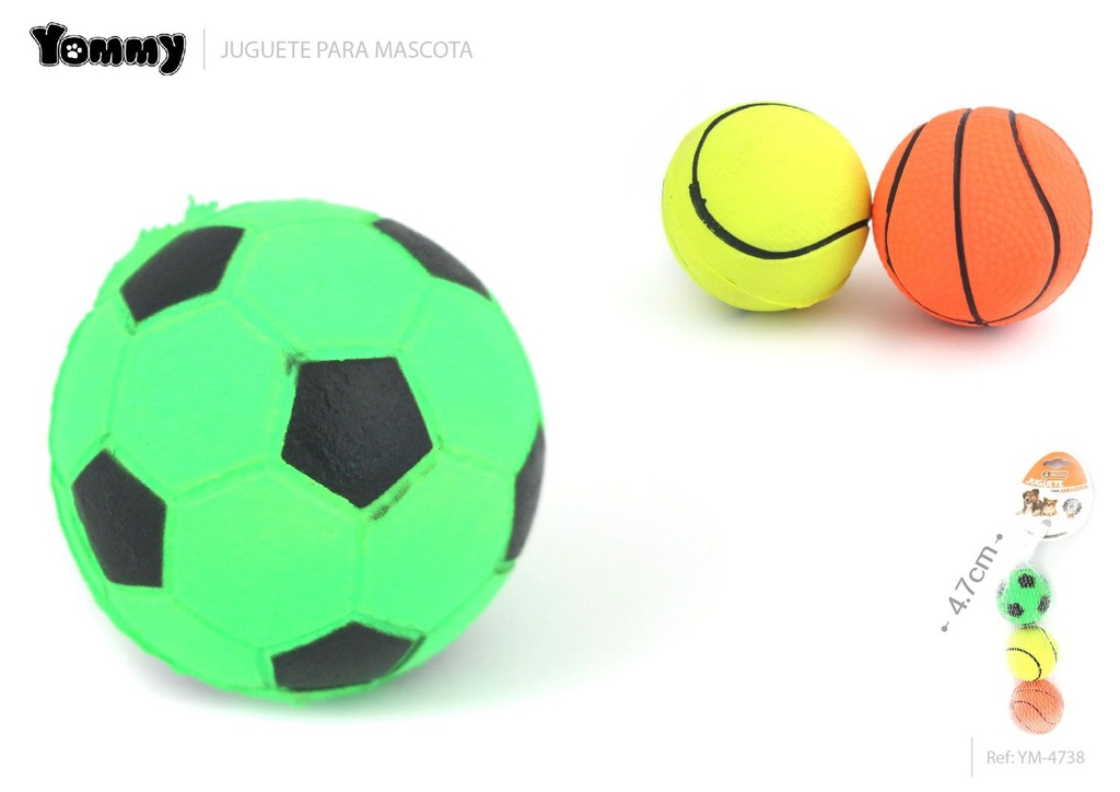 Juguete de goma 3 uds 4.7 cm - Pelotas para mascotas
