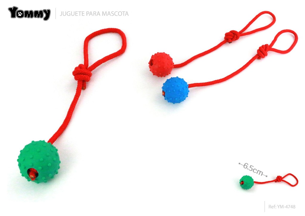 Juguete de caucho con cuerda 6.5cm para mascotas