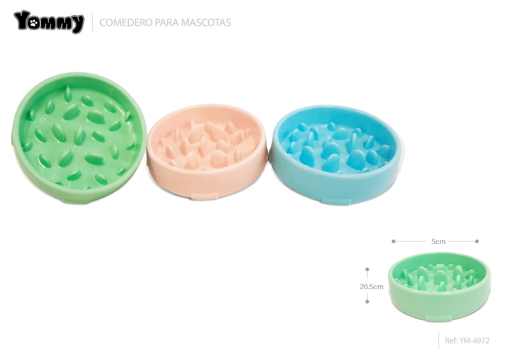 Comedero para comer lento 20.5x20.5x5cm para perros