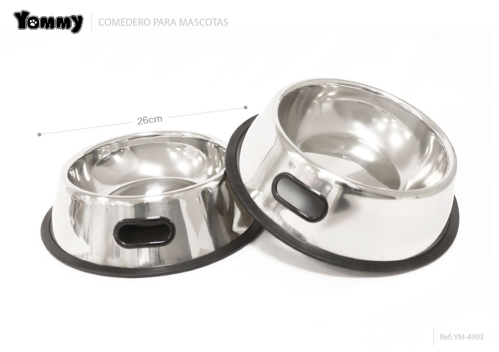 Cuenco para perros de acero inoxidable 26cm para comida y agua