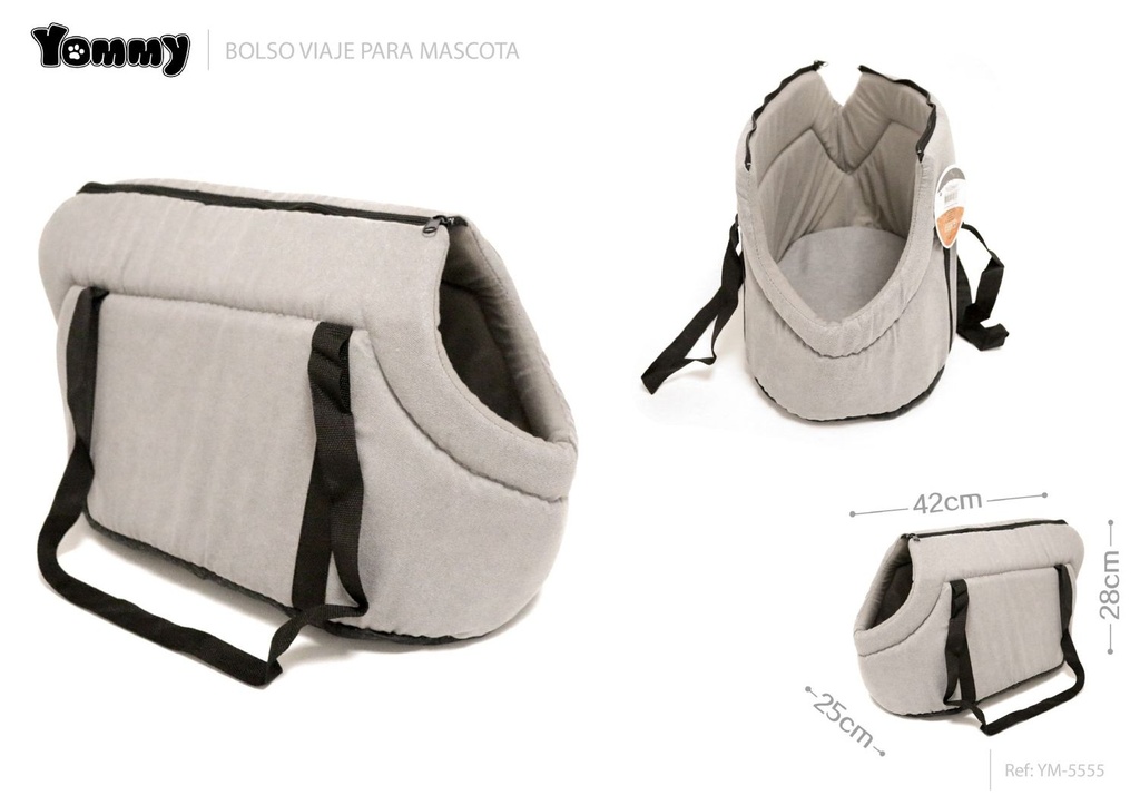 Bolso de viaje de felpa para mascotas gris 42*25*28 cm - Accesorios para mascotas
