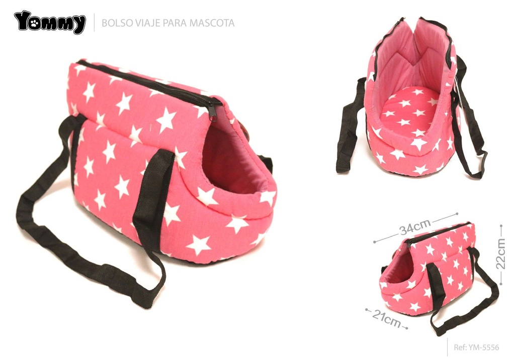 Bolso de viaje para mascotas con diseño de estrellas rosa 34x21x22cm