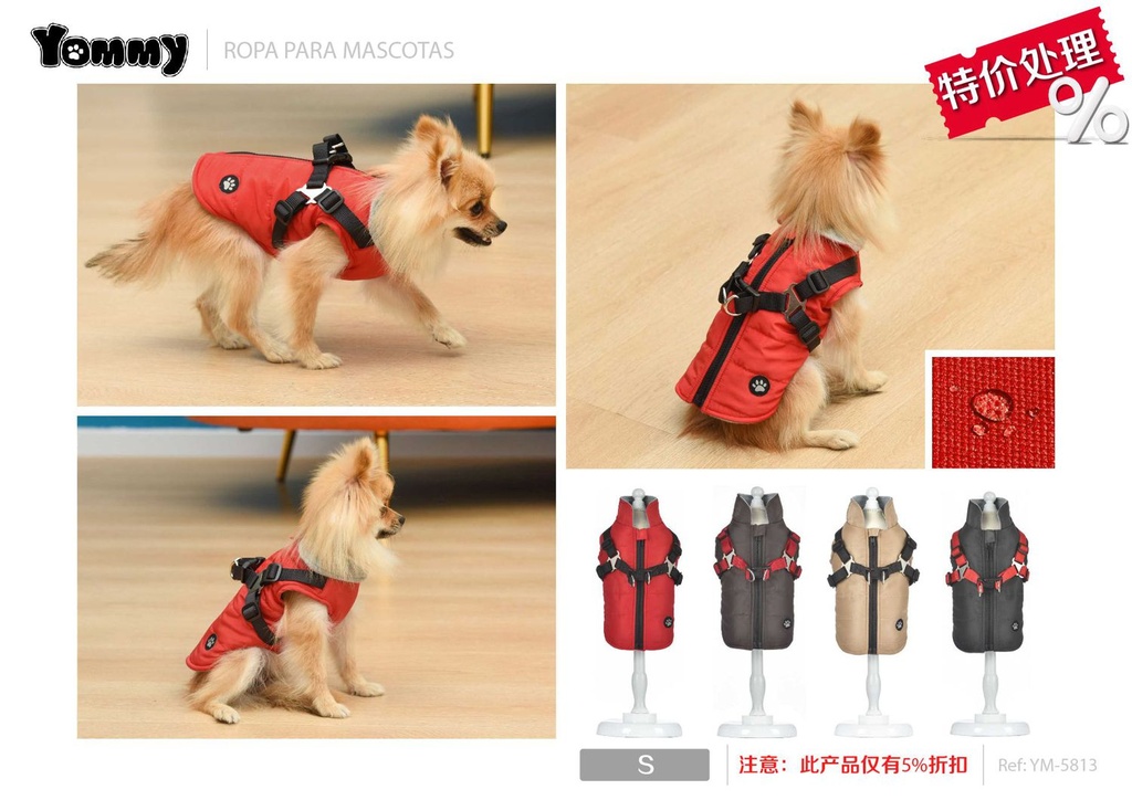 Ropa anorak con cuello S para perros - Vestimenta para mascotas