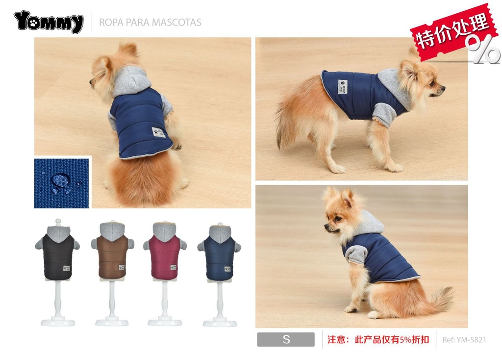 Chaqueta de lluvia con capucha para mascotas S - Ropa de mascotas