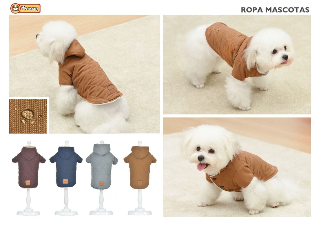 Anorak con capucha talla S para mascotas abrigo cálido