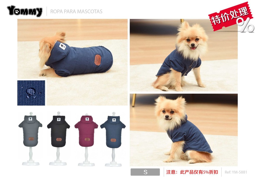 Ropa anorak con capucha para mascotas S - Ropa para mascotas