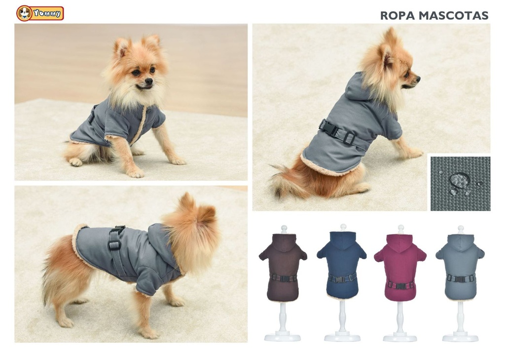 Ropa anorak con capucha talla S para mascotas