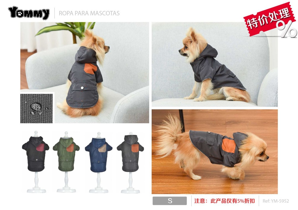 Chubasquero para perros S - Ropa para mascotas 