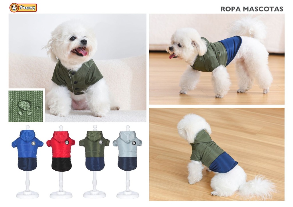 Ropa anorak con capucha talla S para mascotas