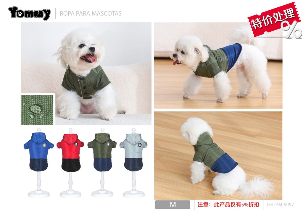 Ropa anorak con capucha para mascotas - Ropa para mascotas