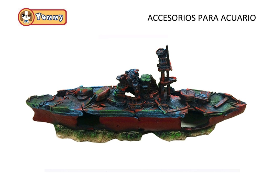 Accesorio para acuario barco de resina 46x10x18.5cm